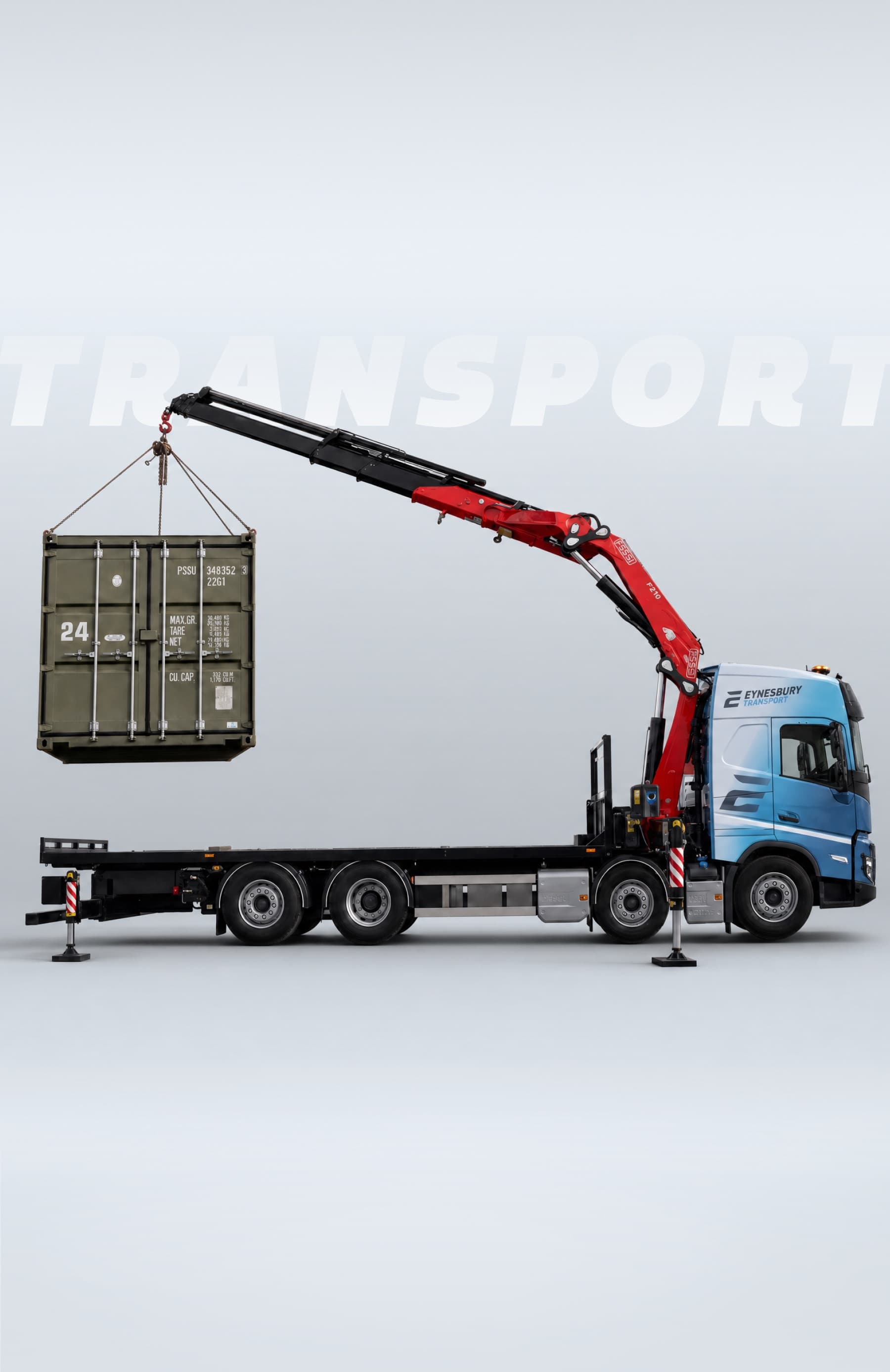 Eynesbury Hiab lorry lifting a container