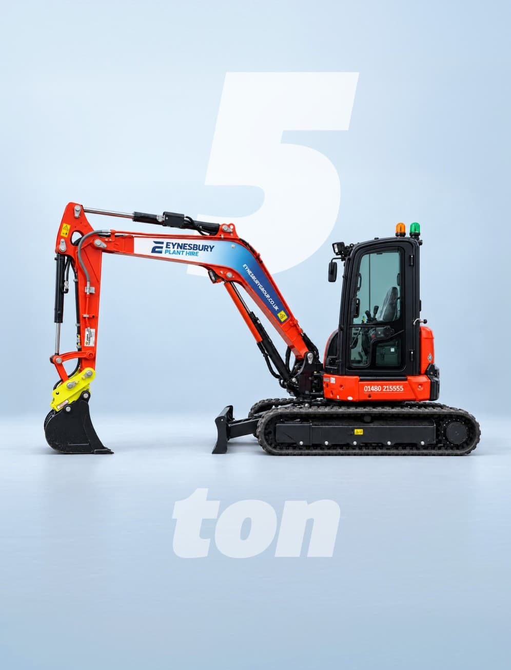 A 5 ton Kubota U50-5 excavator for hire from Eynesbury Group