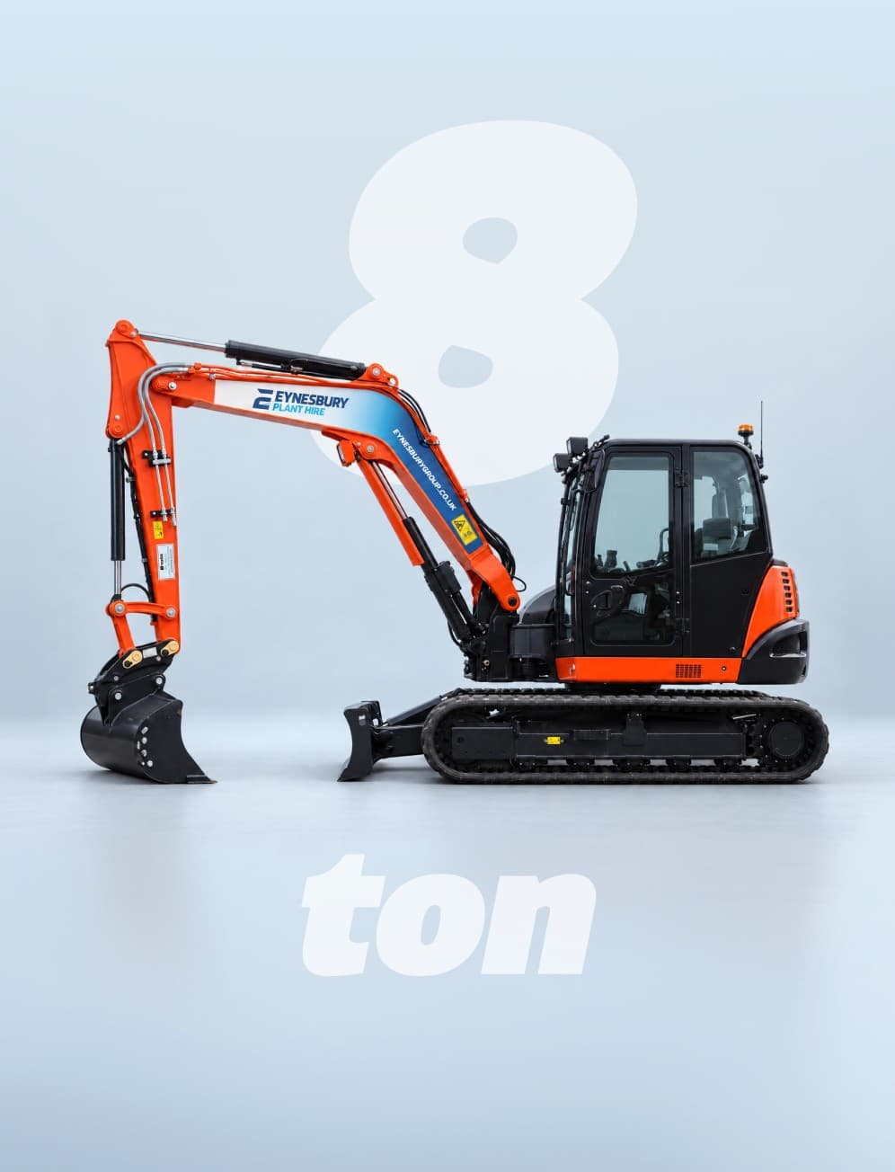 An 8 ton Kubota KX080-4 excavator for hire from Eynesbury Group