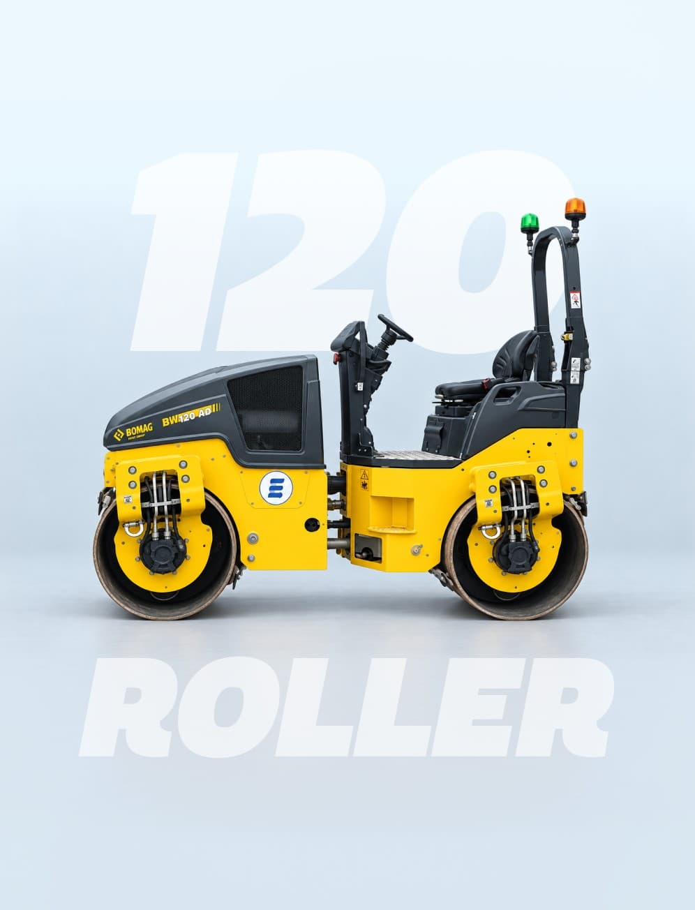 A Bomag 120 double drum roller for hire from Eynesbury Group