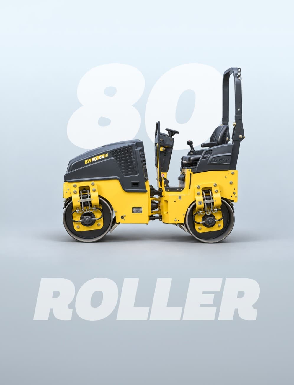 A Bomag 80 double drum roller for hire from Eynesbury Group