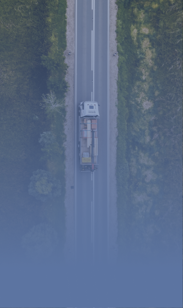 Aerial view of a delivery truck