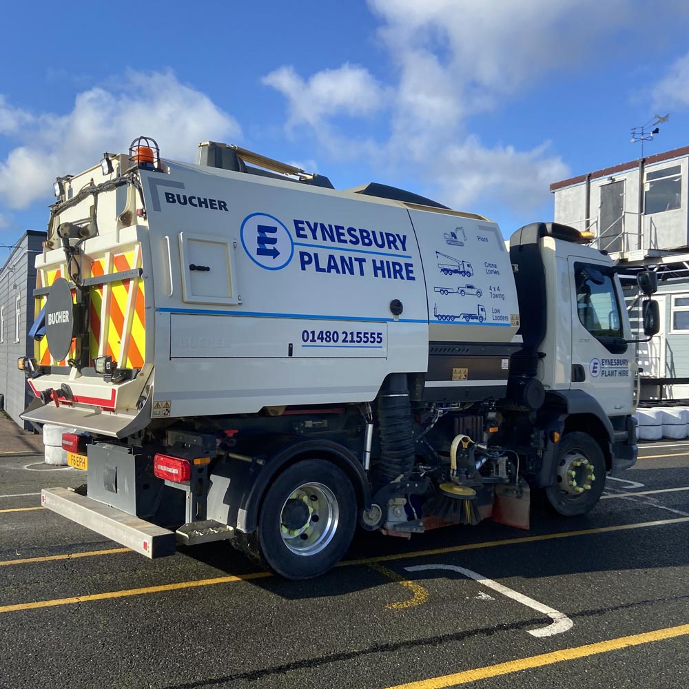 Image of one of Eynesbury Groups road sweepers for hire