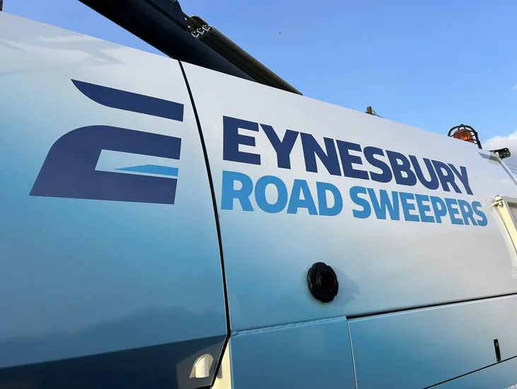 Hiring a road sweeper - close up image of a road sweeper for hire in the St Neots area
