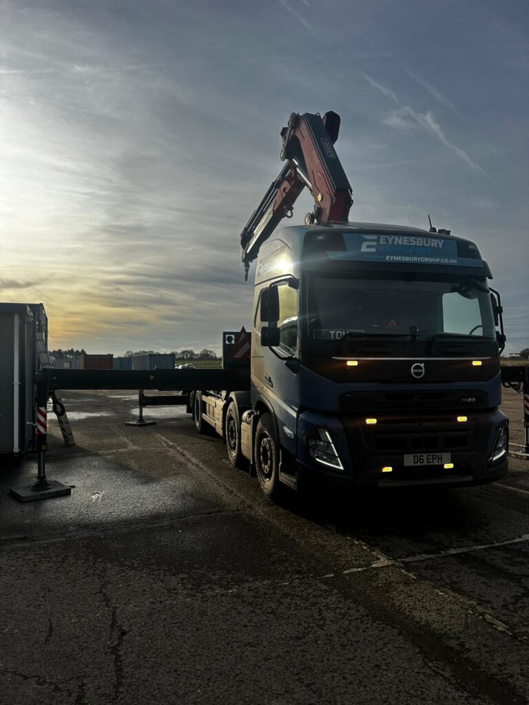 Hiab Lorry with crane in operation